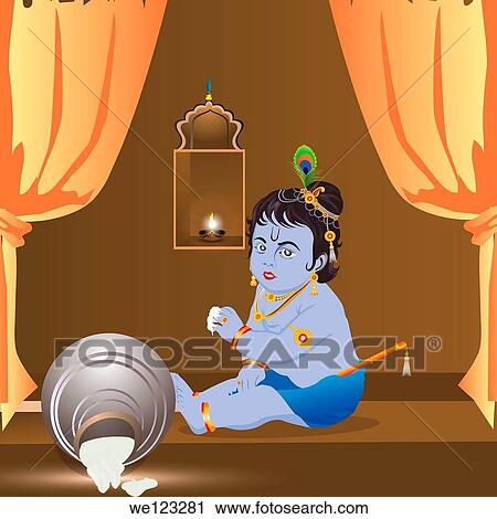 Close-up of Lord Krishna eating butter View Large Photo Image Stock Image - Close-up of Lord Krishna eating butter. Fotosearch