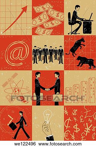 Collage of objects related to business and stock market View Large Photo Image Stock Photograph - Collage of objects related to business and stock market. Fotosearch