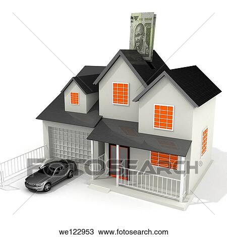 Stock Image - Conceptual image of home finances. Fotosearch