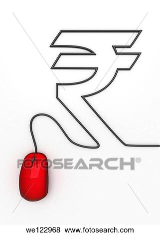 Conceptual image of mouse connecting to Indian Rupee symbol over white background View Large Photo Image Stock Photo - Conceptual image of mouse connecting to Indian Rupee symbol over white background. Fotosearch