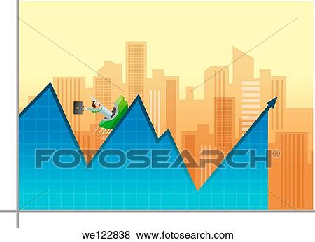 Conceptual shot of man sliding on graph of business growth View Large Photo Image Stock Photo - Conceptual shot of man sliding on graph of business growth. Fotosearch