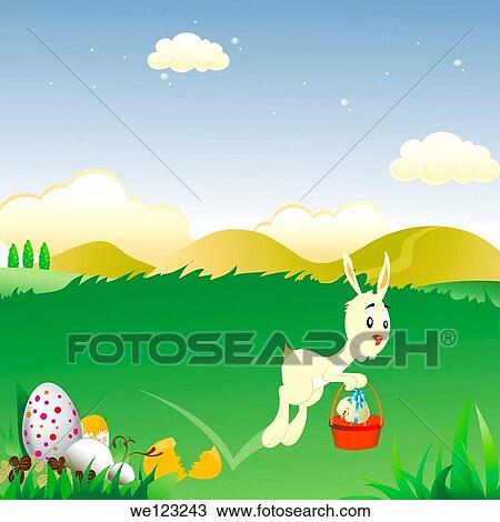 Easter Bunny holding an easter basket View Large Photo Image Stock Image - Easter Bunny holding an easter basket. Fotosearch