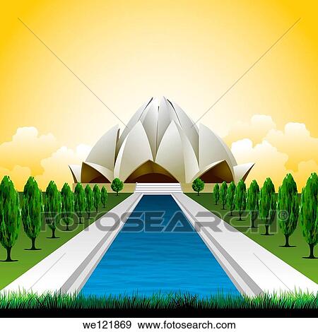 Facade of a temple, Lotus Temple, New Delhi, India View Large Photo Image Stock Photo - Facade of a temple, Lotus Temple, New Delhi, India. Fotosearch