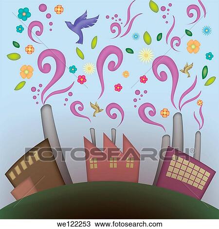 Stock Image - Factories running with bio energy. Fotosearch