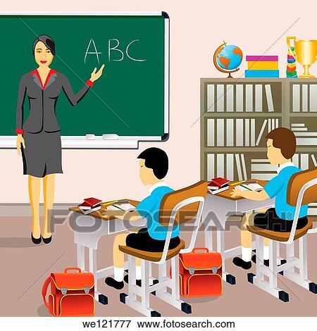 Female teacher with students in a classroom View Large Photo Image Stock Photo - Female teacher with students in a classroom. Fotosearch