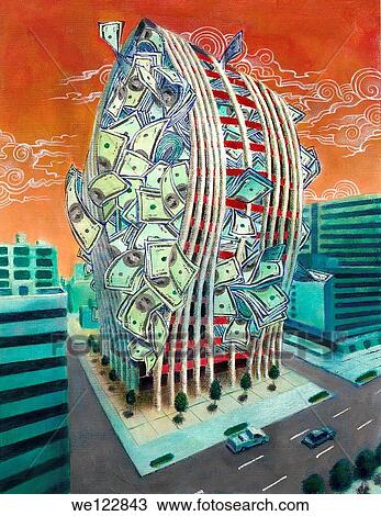 Financial building filled with cash about to burst View Large Photo Image Stock Image - Financial building filled with cash about to burst. Fotosearch
