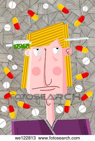 Front view of drug addict man surrounded with tablets and capsules View Large Photo Image Stock Image - Front view of drug addict man surrounded with tablets and capsules. Fotosearch