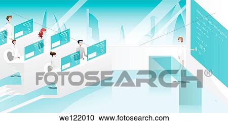 Stock Image - Futuristic classroom in a school. Fotosearch