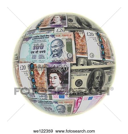 Globe with global currency View Large Photo Image Stock Photo - Globe with global currency. Fotosearch
