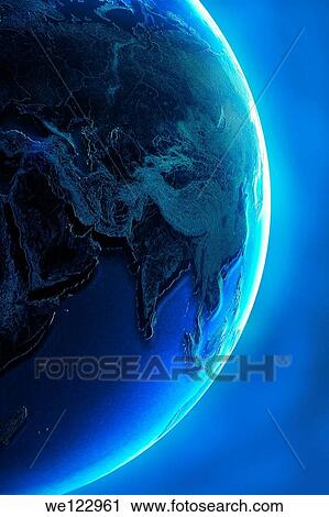 Glowing earth over blue background View Large Photo Image Stock Image - Glowing earth over blue background. Fotosearch