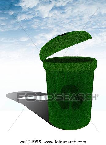 Grass rendering a recycling bin View Large Photo Image Stock Photography - Grass rendering a recycling bin. Fotosearch