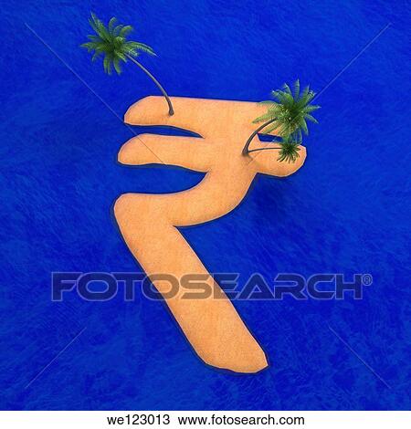 High angle view of island in a form of Indian Rupee currency View Large Photo Image Stock Image - High angle view of island in a form of Indian Rupee currency. Fotosearch