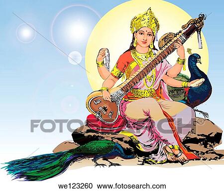 Hindu goddess Saraswati View Large Photo Image Stock Image - Hindu goddess Saraswati. Fotosearch