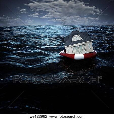 House in life ring floating on ocean View Large Photo Image Stock Image - House in life ring floating on ocean. Fotosearch
