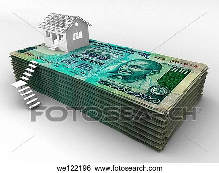 House on top of stack of hundred rupee banknotes View Large Photo Image Stock Photograph - House on top of stack of hundred rupee banknotes. Fotosearch