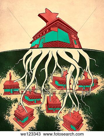 Stock Image - Illustration depicting head office of different small sectors. Fotosearch