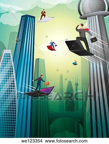Illustration of an high tech business city View Large Photo Image Picture - Illustration of an high tech business city. Fotosearch
