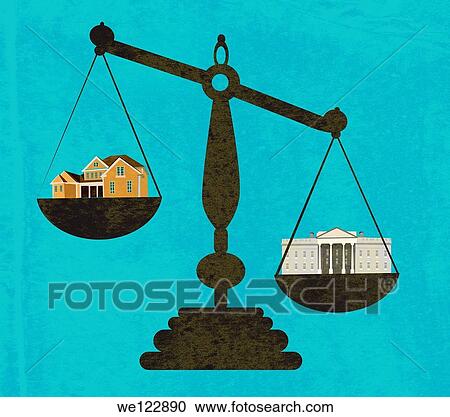 Illustration of bank and house in weight scale View Large Photo Image Stock Image - Illustration of bank and house in weight scale. Fotosearch