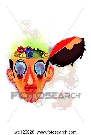 Illustration of brain mechanism over white background View Large Photo Image Stock Photo - Illustration of brain mechanism over white background. Fotosearch