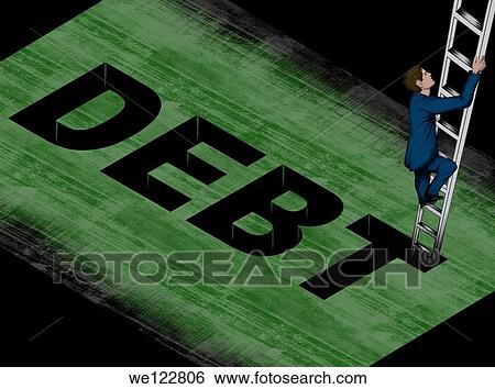 Illustration of businessman climbing ladder to overcome his debt View Large Photo Image Stock Photograph - Illustration of businessman climbing ladder to overcome his debt. Fotosearch