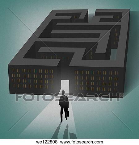 Illustration of businessman coming out of a maze View Large Photo Image Stock Photo - Illustration of businessman coming out of a maze. Fotosearch