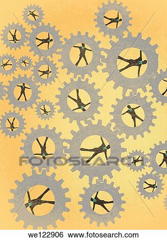 Stock Photograph - Illustration of businessmen in gears. Fotosearch