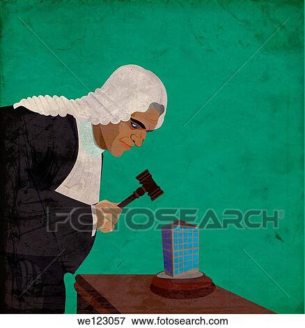 Illustration of judge with gavel auctioning building View Large Photo Image Stock Photo - Illustration of judge with gavel auctioning building. Fotosearch