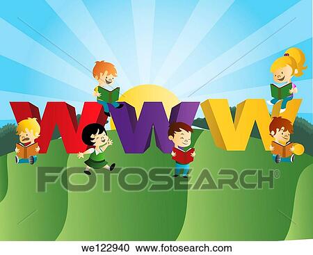 Illustration of kids reading book in garden View Large Photo Image Stock Image - Illustration of kids reading book in garden. Fotosearch