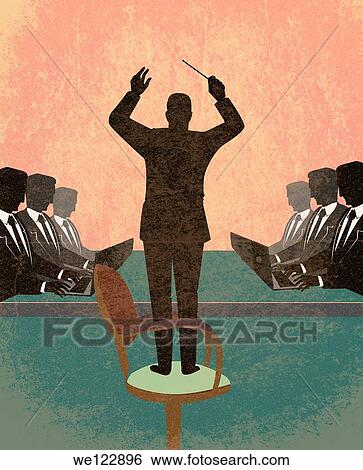 Stock Photograph - Illustration of manager giving instructions. Fotosearch