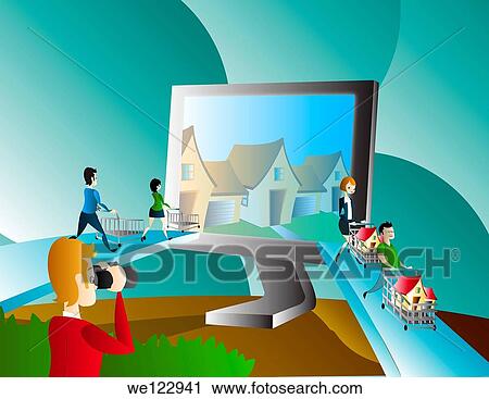 Illustration of online property hunt View Large Photo Image Stock Image - Illustration of online property hunt. Fotosearch