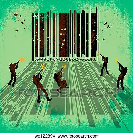 Illustration of people shooting on bar code View Large Photo Image Picture - Illustration of people shooting on bar code. Fotosearch