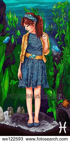 Illustration showing characteristics of a Pisces woman View Large Photo Image Stock Image - Illustration showing characteristics of a Pisces woman. Fotosearch