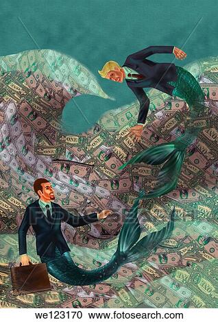 Illustrative image of business mermaids swimming in water View Large Photo Image Stock Image - Illustrative image of business mermaids swimming in water. Fotosearch