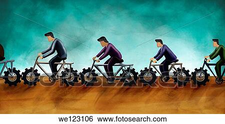 Illustrative image of business people riding cycles representing teamwork View Large Photo Image Stock Photograph - Illustrative image of business people riding cycles representing teamwork. Fotosearch