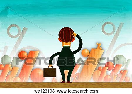 Stock Photo - Illustrative image of businessman scratching head against percentage sign representing interest rates. Fotosearch