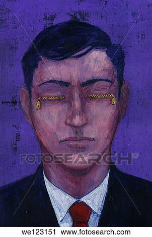 Stock Image - Illustrative image of businessman with zipped eyes representing ignorance. Fotosearch