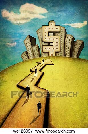 Illustrative image of businessmen walking on cross representing path to success View Large Photo Image Stock Photo - Illustrative image of businessmen walking on cross representing path to success. Fotosearch