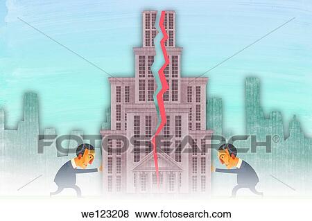 Illustrative image of businessmen pushing building parts representing merger partnership View Large Photo Image Stock Photo - Illustrative image of businessmen pushing building parts representing merger partnership. Fotosearch