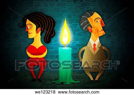 Illustrative image of candle in between of couple representing relationship difficulties View Large Photo Image Stock Photo - Illustrative image of candle in between of couple representing relationship difficulties. Fotosearch