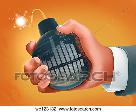 Illustrative image of hand holding bomb representing stock market crisis View Large Photo Image Stock Image - Illustrative image of hand holding bomb representing stock market crisis. Fotosearch