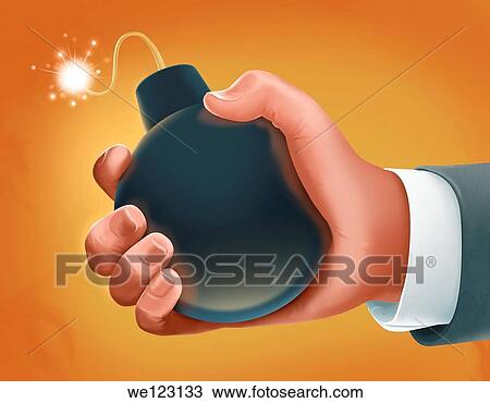 Illustrative image of hand holding bomb representing business crisis View Large Photo Image Stock Image - Illustrative image of hand holding bomb representing business crisis. Fotosearch