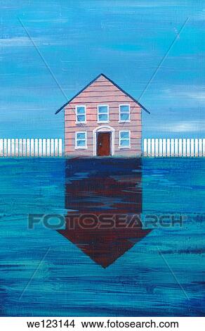 Illustrative image of house with reflection representing price fall in real estate View Large Photo Image Picture - Illustrative image of house with reflection representing price fall in real estate. Fotosearch