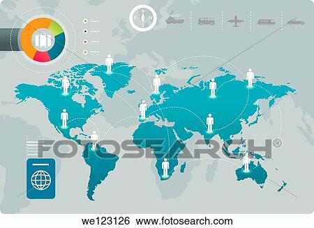 Illustrative image of human representations on map representing globetrotter View Large Photo Image Stock Photograph - Illustrative image of human representations on map representing globetrotter. Fotosearch