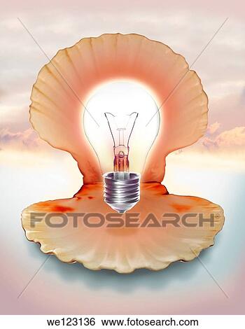 Illustrative image of light bulb in shell representing ideas View Large Photo Image Stock Photograph - Illustrative image of light bulb in shell representing ideas. Fotosearch