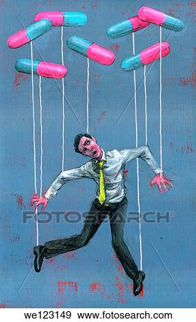 Illustrative image of man hanging from pills representing addiction to drugs View Large Photo Image Stock Photo - Illustrative image of man hanging from pills representing addiction to drugs. Fotosearch