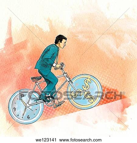 Illustrative image of man riding bicycle representing time management View Large Photo Image Stock Image - Illustrative image of man riding bicycle representing time management. Fotosearch