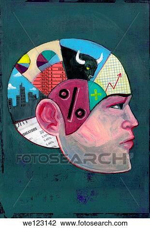 Illustrative image of man with money minded brain representing economical thinking View Large Photo Image Stock Image - Illustrative image of man with money minded brain representing economical thinking. Fotosearch