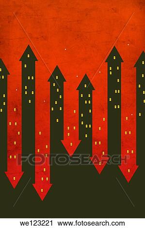 Illustrative image of red and black arrows representing ups and downs in real estate market View Large Photo Image Stock Image - Illustrative image of red and black arrows representing ups and downs in real estate market. Fotosearch