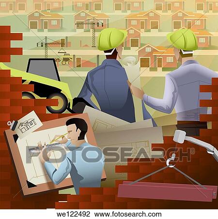 Stock Image - Illustrative representation of business construction. Fotosearch