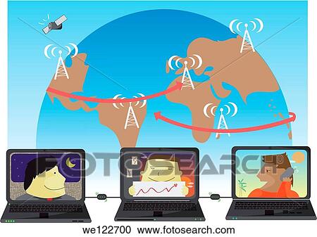 Stock Image - Illustrative representation of global networking. Fotosearch